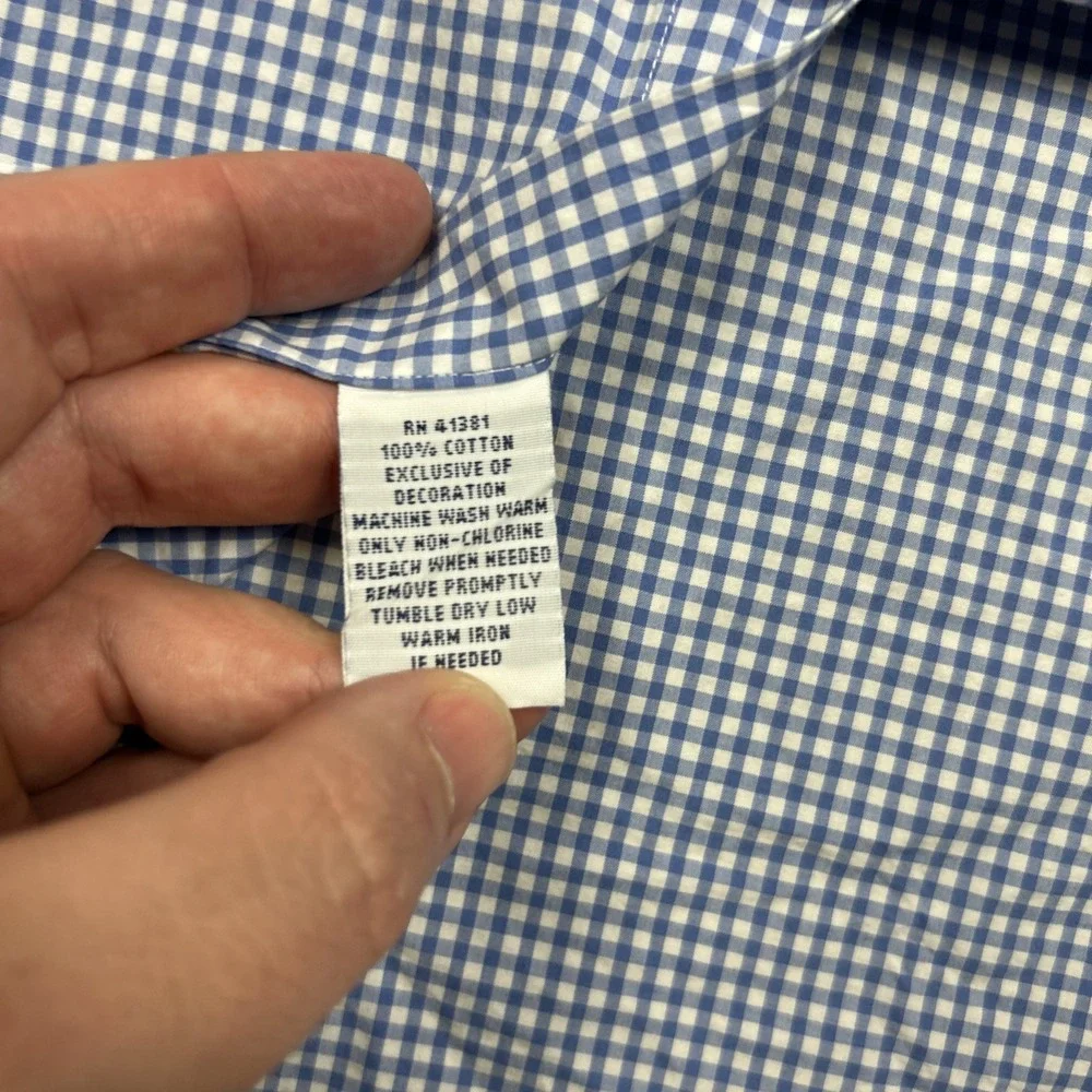 Ralph Lauren Mens Shirt XL Button Down Blue White Gingham Picnic Check Casual